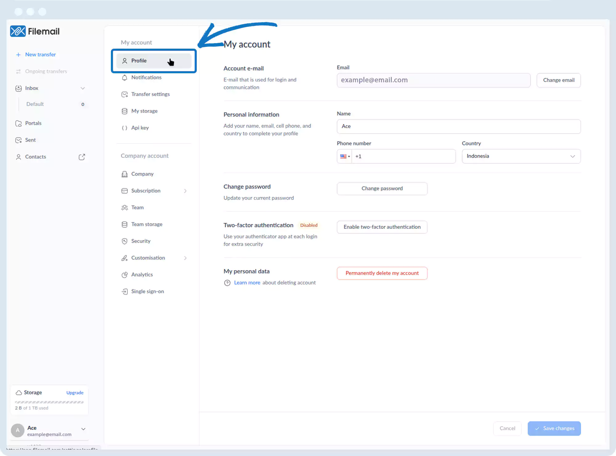 编辑或更新账户信息