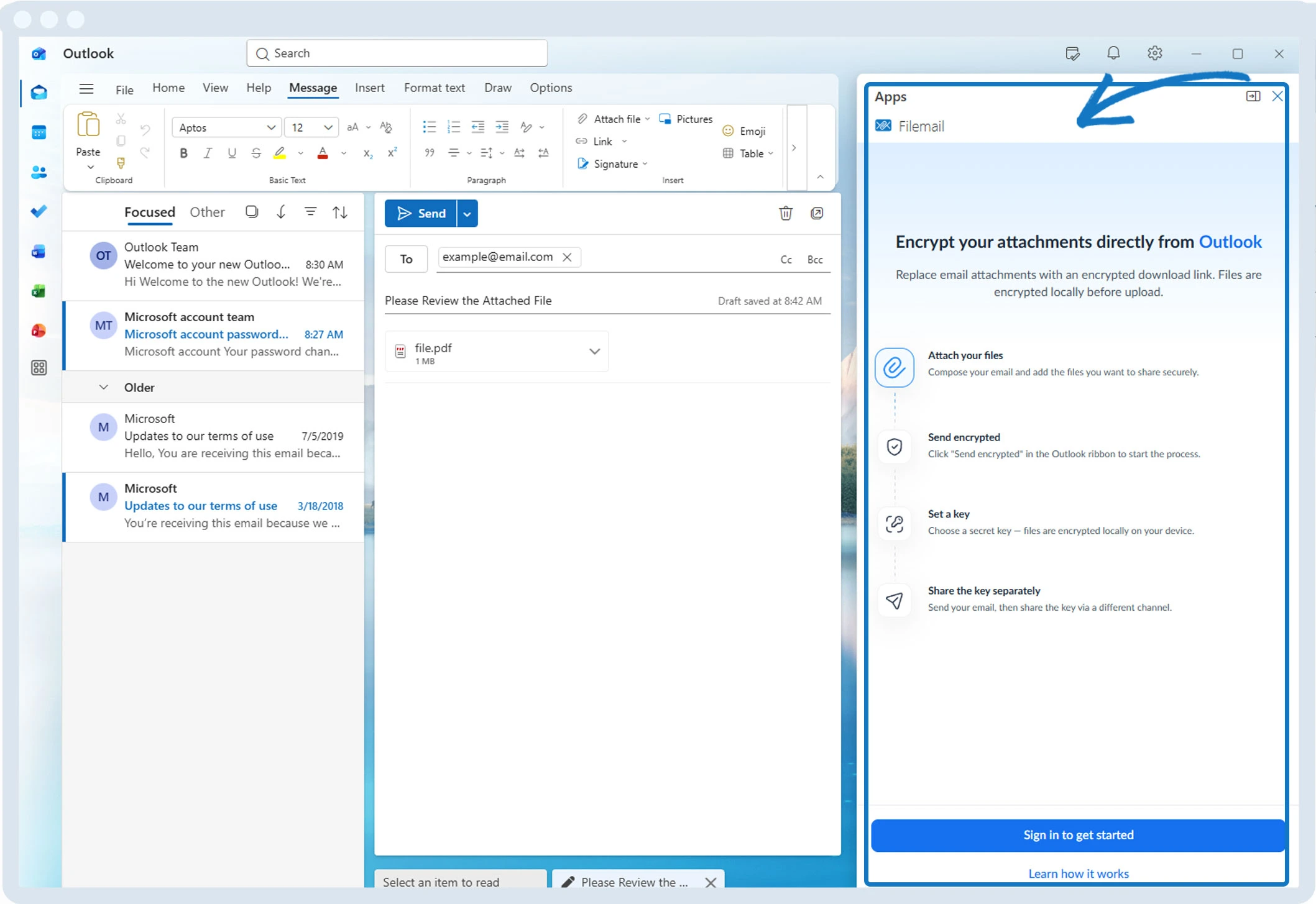 Outlook-lisäosat-vaihe