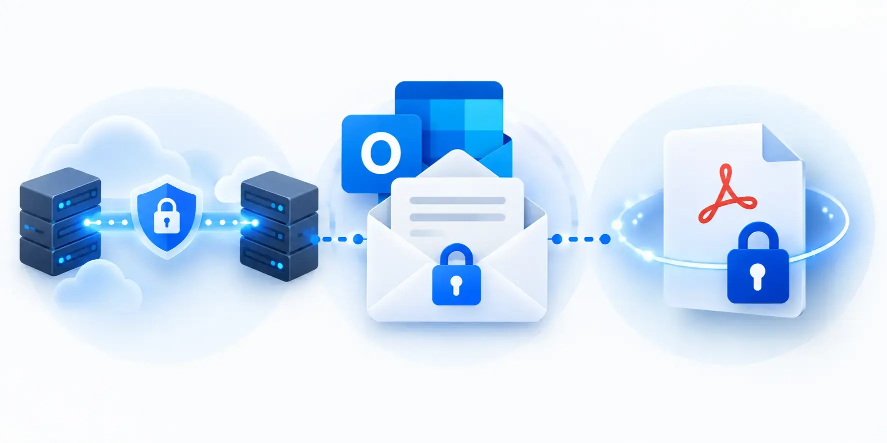 Difference between email transport encryption, message encryption, and file encryption