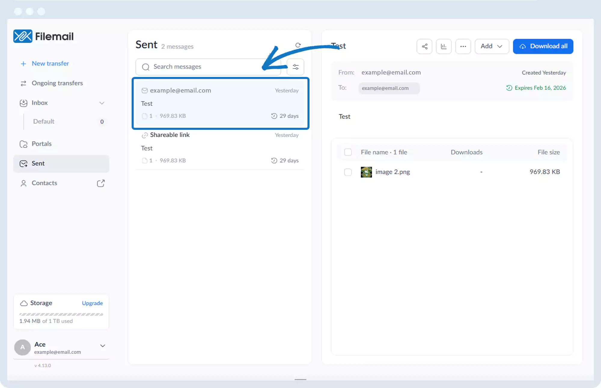 发送文件 - 为传输添加其他文件
