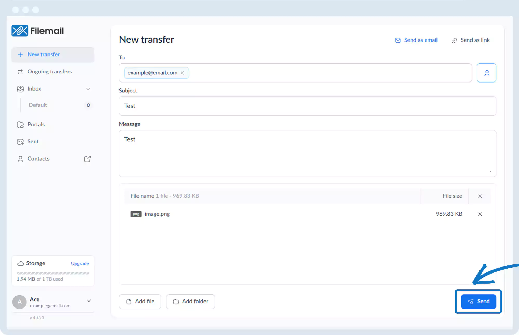 发送文件 - 通过电子邮件发送大型文件
