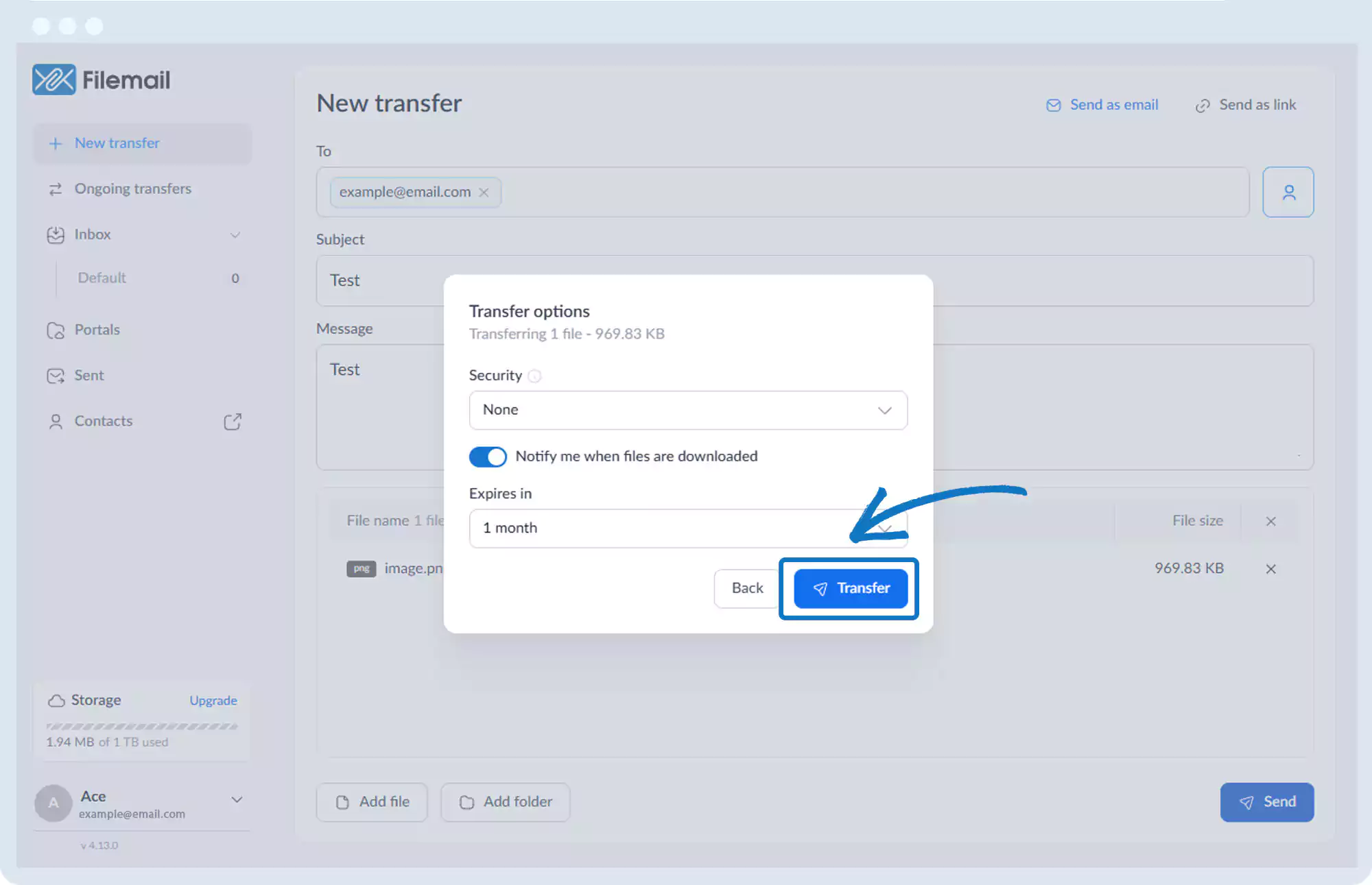 发送文件 - 通过电子邮件发送大型文件