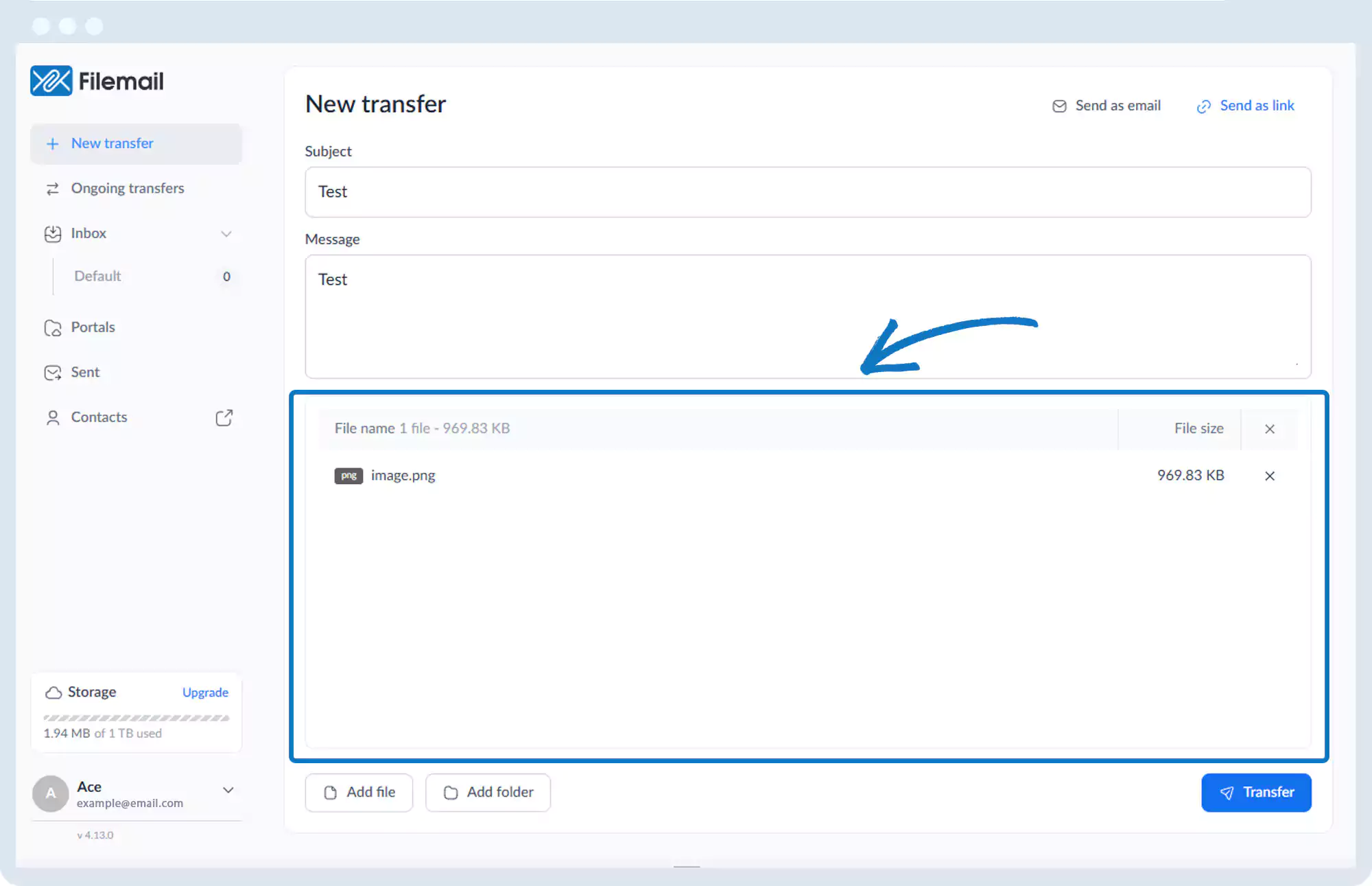 发送文件 - 使用安全链接共享大型文件