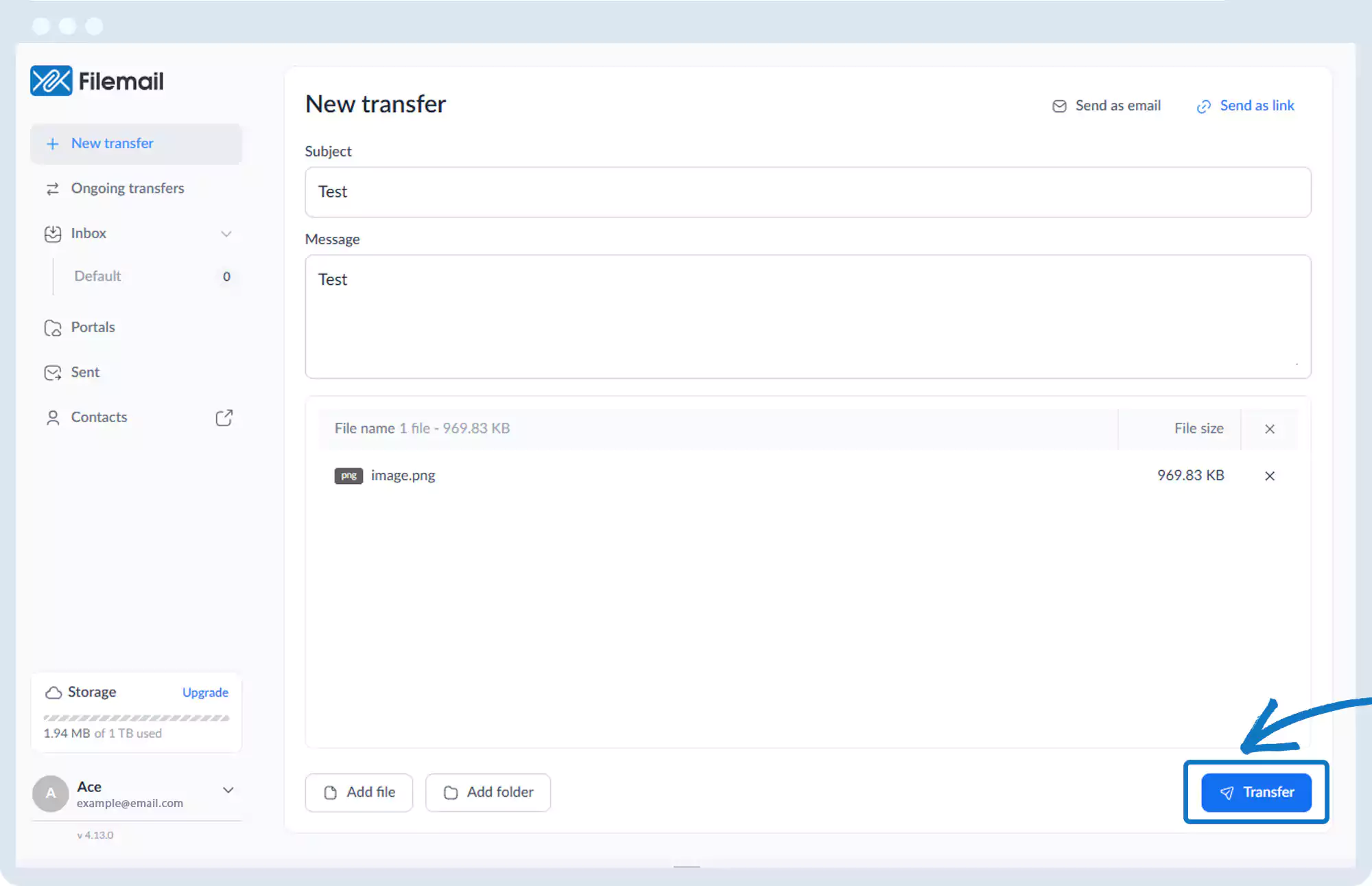发送文件 - 使用安全链接共享大型文件