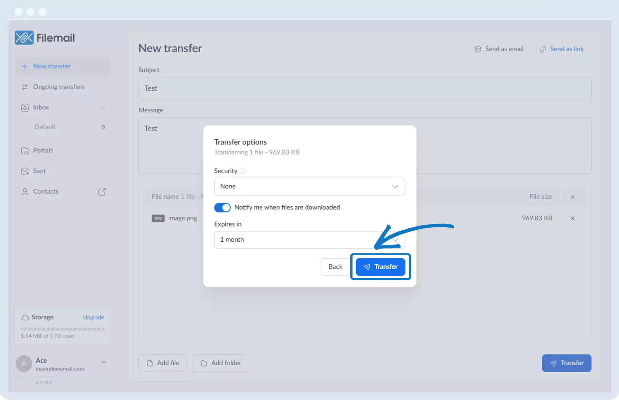 发送文件 - 使用安全链接共享大型文件