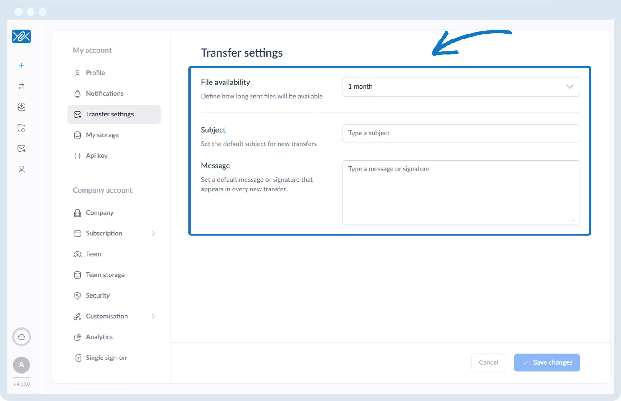 传输设置 - 默认