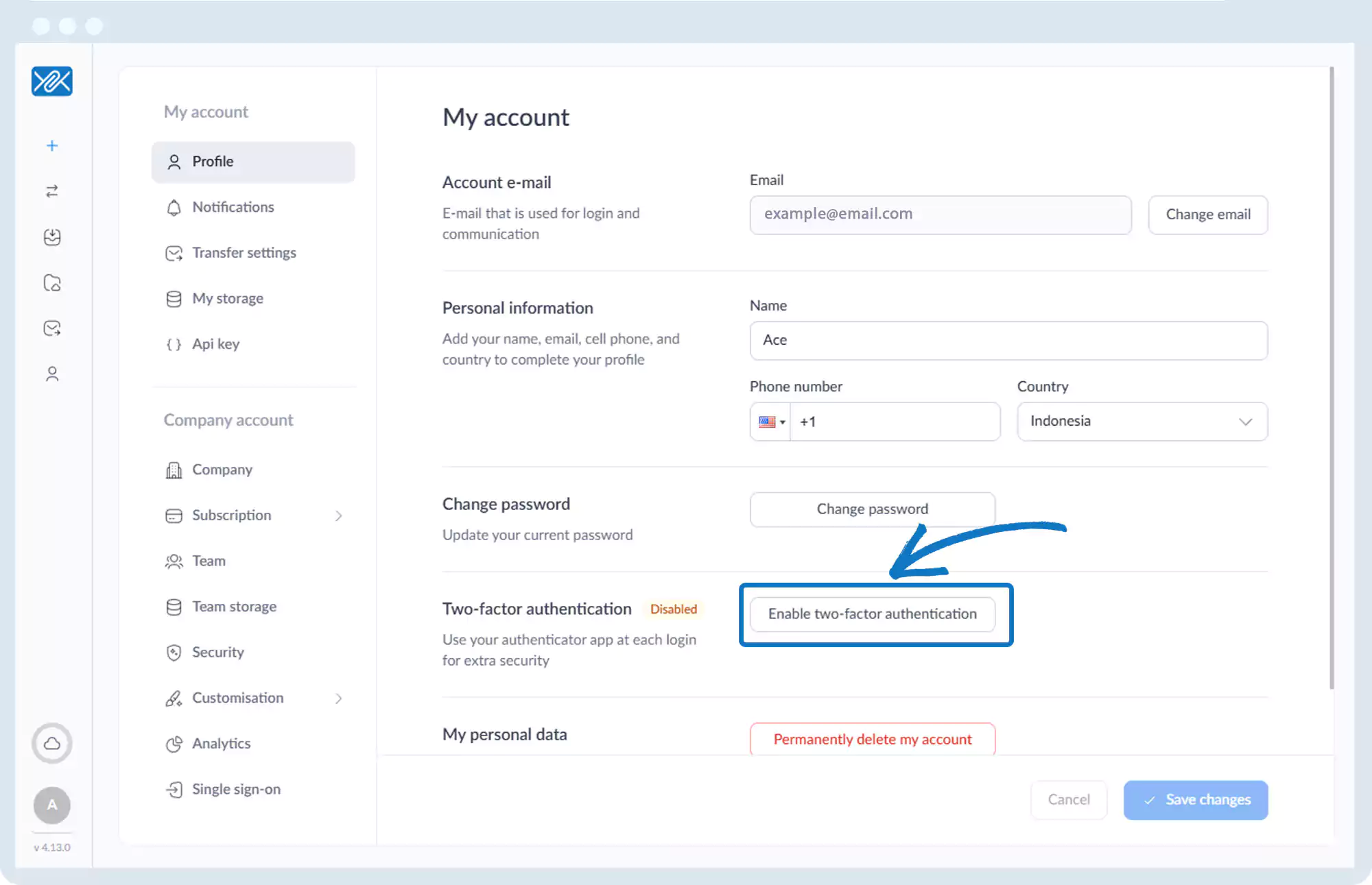 双因素身份验证 - 启用